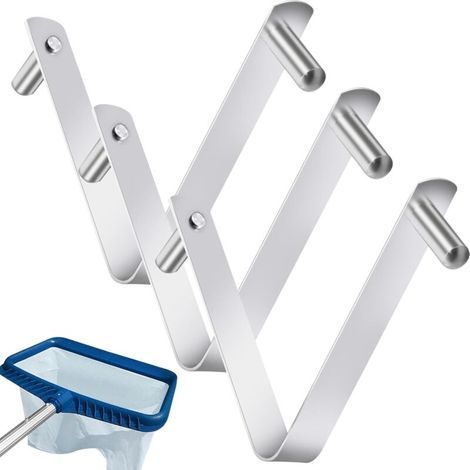 3er-Pack universelle V-Clips für Poolbürsten, Poolpfostenclips, Pfostenhaken, Edelstahlclips mit Doppelstift-Federknopf für Poolzubehör (1/5)