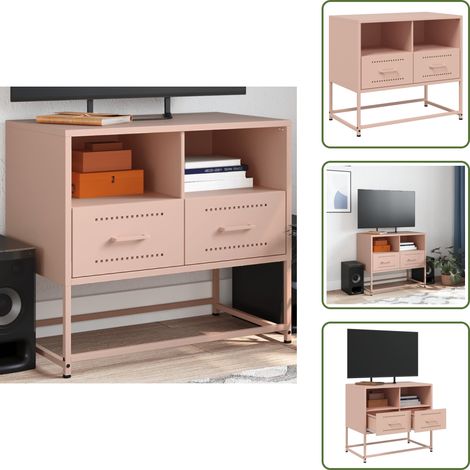 TV-Schrank Rosa 68x39x60,5 cm Stahl - TV Schrank - Industrieller Stil - Rosa - Stahl - Fernsehtisch (1/5)