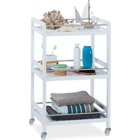 White bamboo serving trolley