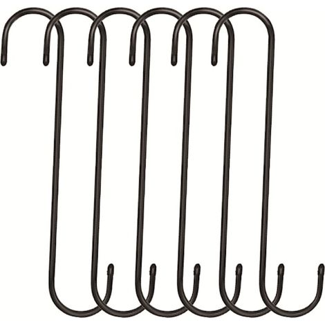 Filiyano-Lot de 6 crochets métalliques extra larges en forme de S pour suspendre plantes d'extérieur, placards, fleurs, paniers, terrasse, mangeoires (1/5)