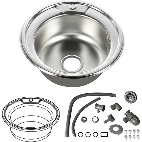 Melko lavabo 50CM lavello da cucina in acciaio inox lavello da incasso in acciaio inox (1/4)
