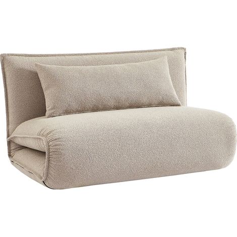 sweeek - 2-Sitzer Schlafsofa mit Bezug aus strukturiertem Bouclé, Strukturiertes  Bouclé, Beige