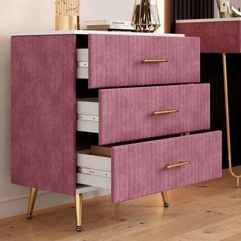 Cómoda Velia, Rosa, 70 x 78.5 cm con 3 cajones, Vicco