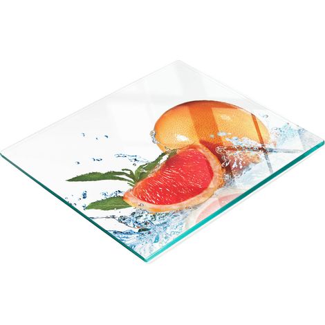Tabla de cocina de vidrio duradera y elegante con estampado de pomelo menta, 60x52 cm. (1/5)