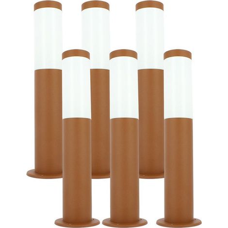 Arum Lighting – Lot de 6 bornes lumineuses E27 en acier inoxydable brun antique – Hauteur 45cm – Norme IP44 pour extérieur – Compatible ampoules LED
