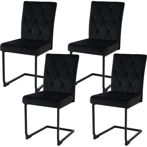 Sedie da pranzo 4 pezzi in velluto nero moderno a dondolo con telaio metallico ergonomico sedia da cucina