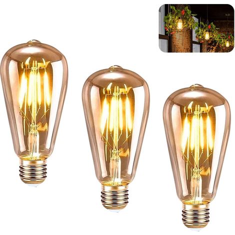 3 Pack Ampoule LED Edison E27, Ampoule LED Blanc Chaud Edison 4W ST64 rétro pour Maison Restaurant Café (1/5)