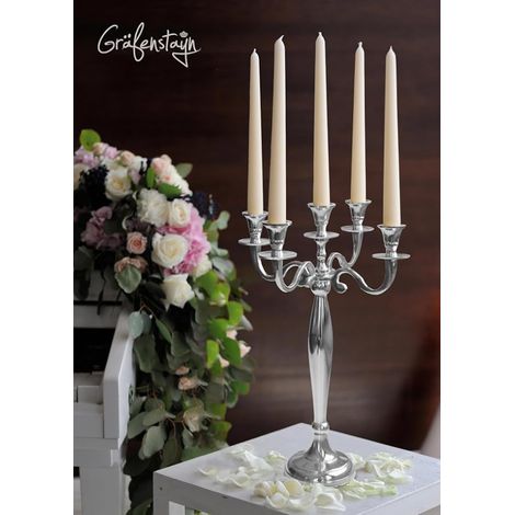 Candelabra décoratif Candelabra – Argent, Noir, Blanc ou Or – Tailles – Porte bougie pour bougies de pilier – Décoration de maison Table et cheminée (1/4)