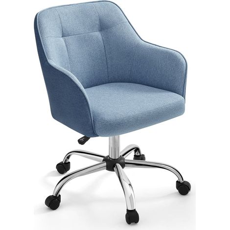 Sedia da ufficio sedia girevole seduta comoda ed ergonomica altezza regolabile portata 120 kg struttura in acciaio tessuto effetto lino blu 120005884