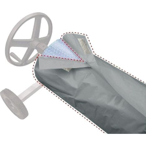 Rouleau de protection pour piscine, enrouleur, couverture imperméable, couverture pour piscine, couverture 490 x 96 cm (H x P) (gris) (1/5)