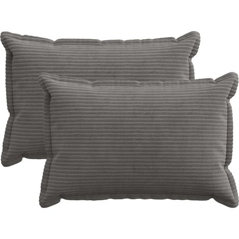 Cushion Cover 2 pcs HOUTEN Dark Grey 50 x 75 cm Corduroy vidaXL