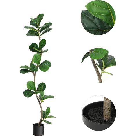 Albero di fico a foglia di violino artificiale, foglie realistiche, vaso incluso, 1,5 m (1/2)