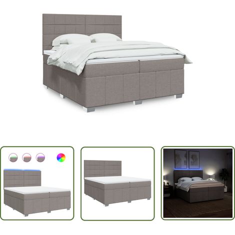 vidaXL Boxspringbett mit Matratze Taupe 200x200 cm Stoff