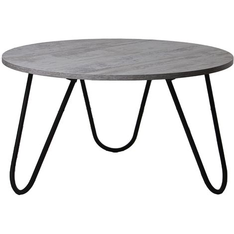 Table Basse en Bois Pieds Métal Noir, Bois Blanchi °80X44 Cm (1/4)