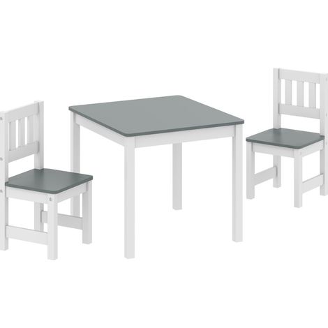 Kindertisch mit 2 Stühlen, 3-teiliges Set, Grau OKMYHOME (1/5)