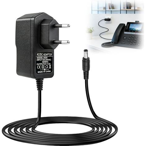 5V 2A Power Supply for Yealink T54W T85W T87W T73U T73W T74U T77U T74W  Universal Charger for TP-Link Netgear D-Link Fanvil SIP Phones, Power Supply for IP Phones, 100cm Cable (1/5)