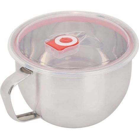 Bol à soupe avec couvercle et poignée étanche, récipient de conservation portable en acier inoxydable pour soupe de farine de riz, salade de céréales (bol à pâtes en acier inoxydable, 1300 ml) (1/3)