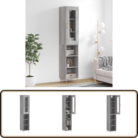 Buffet haut Sonoma gris 34,5x34x180 cm Bois d'ingénierie - Buffet Design - Meuble Rangement - Buffet Moderne - Buffet Haut - Mobilier Salon (1/5)