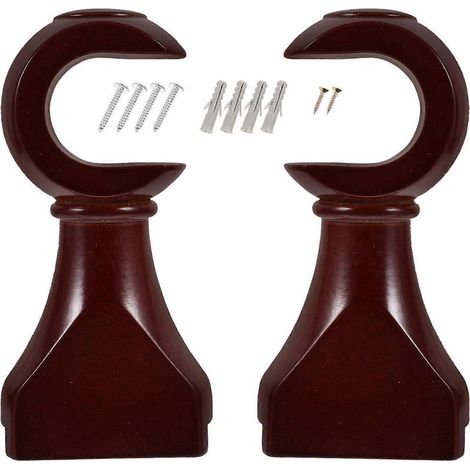 supports de tringle à rideaux en bois-12.10X5.70X3.20CM-Brown (1/4)
