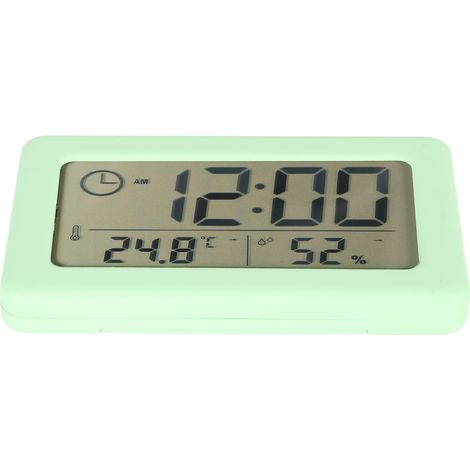 Réveil électronique numérique LCD multifonction silencieux avec veilleuse automatique à détection de lumière pour chambre à coucher, vert (1/5)