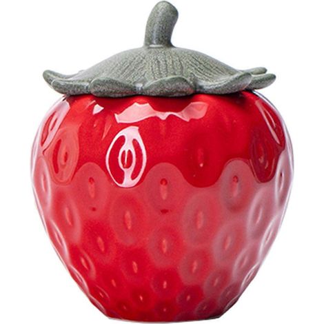 Pot à thé à la fraise artificielle, pot en céramique, bocal de rangement, décoration intérieure, bocal hermétique pour bonbons de mariage, cadeau d'anniversaire ou de banquet. (1/5)