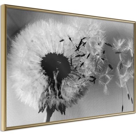 Affiche Murale Encadrée "Dandelion in the Wind" 45 x 30 cm Or