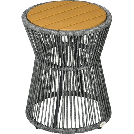 Mesa de jardín resistente a las inclemencias meteorológicas de ratán PE, dimensiones 39 × 39 × 49 cm, tonos negro y natural (1/5)