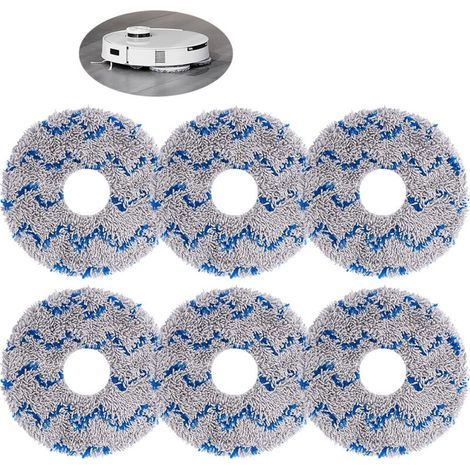 BUNTHAUS Diamètre extérieur 13,5 cm, diamètre intérieur 3,5 cm, lot de 6 chiffons de nettoyage de rechange bleus pour Ecovacs T20, T20pro, T20max, T20 MAX PLUS, T20 PRO PLUS Accessoires d'aspirateur, (1/5)