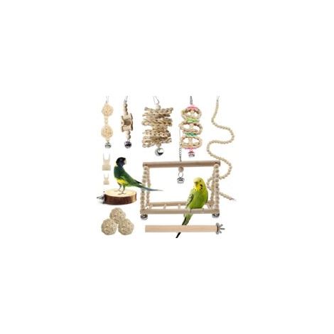 Lot de 13 jouets à mâcher pour oiseaux - Jouet à mâcher suspendu pour perruches et cacatoès-Crezuo