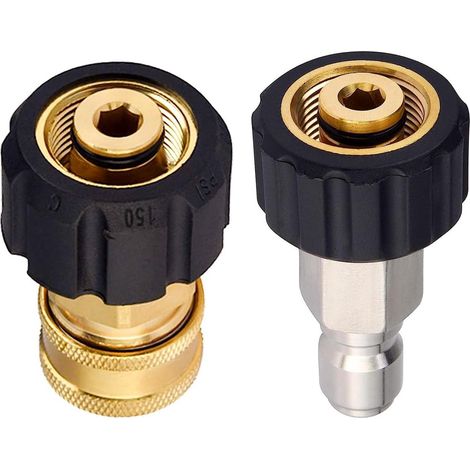 Hochdruckreiniger-Adapterset M22 14 mm auf 3/8-Zoll-Schnellkupplung, 5000 PSI, universelles Schlauch- und Pistolenkupplungsset, auslaufsicher (1/5)