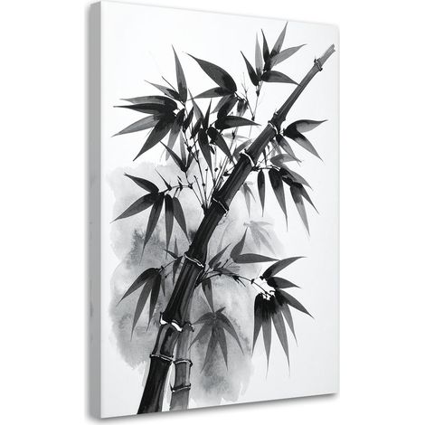 Wandbild Bambusblätter Schwarz-Weiß 60x90 cm (1/5)