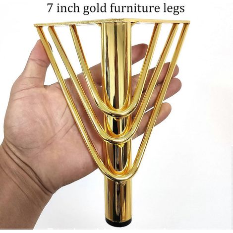 Pieds de meubles plaqués or de 7 pouces, ensemble de 4, pieds robustes avec plaque supérieure triangulaire, compatibles avec les canapés (1/4)