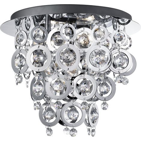 Plafonnier luminaire chrome cuisine hall bureau salon salle à manger chambre éclairage (1/4)