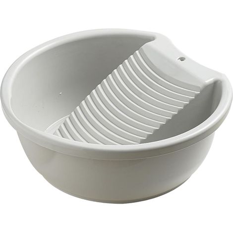 Bassine de lavage de style planche à laver — un produit de lessive léger adapté au lavage des chemises, pantalons et hauts (gris). (1/5)