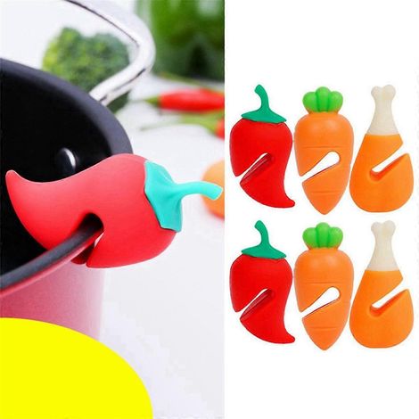 Support anti-débordement en silicone pour couvercles, résistant à la chaleur, avec bouchons anti-débordement et lève-couvercles, outil de cuisine. (1/4)