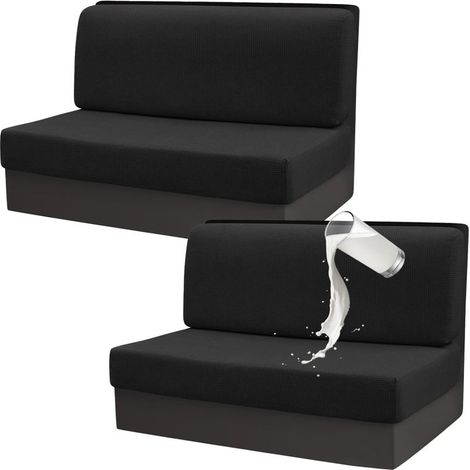 Wohnmobil-Esszimmer-Kissenbezüge, 2er-Set, wasserdichte Stretch-Kissenbezüge, Ersatz-Sitzbezüge für Wohnwagen-Sofas, 2 Rückenlehnenbezüge und 2 Sitzbankbezüge (Schwarz)