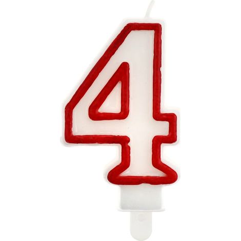 Candela numero 4 con contorno rosso (1/3)