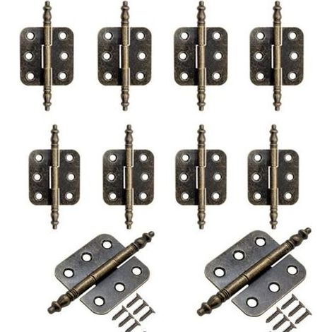 Lot de 10 charnières anciennes en métal, 70 x 35 mm, bronze, charnières en fer, design classique, pour armoires, portes, coffres, boîtes de rangement de style vintage, maison de campagne (1/5)