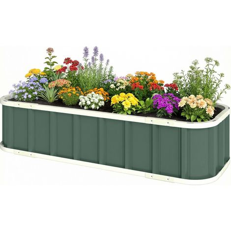 Carré de jardin surélevé en acier vert clair 136x52x31 cm, montage facile par clips, bord replié, châssis froid (1/5)