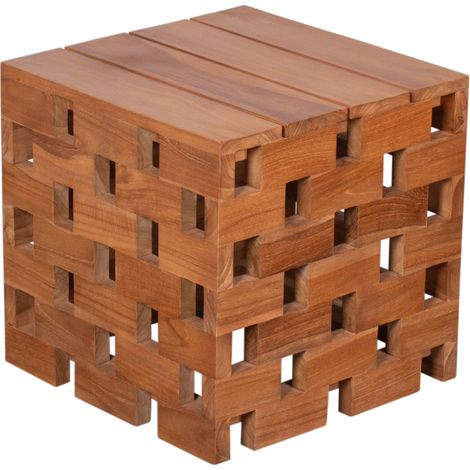 deVries Design-Beistelltisch/Hocker ""CHESSBOARD"" aus Teakholz 50 x 50 x 50 cm