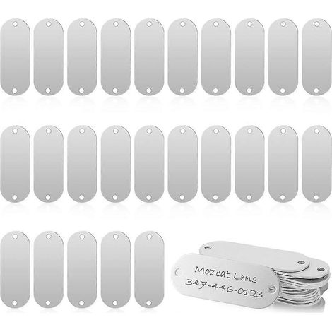 Lot de 25 acier inoxydable Engraving Blanks Tags pour DIY Crafts, animal ID, et More (1/5)