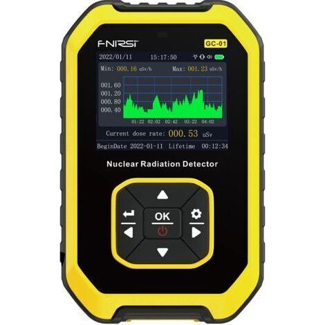 Geiger Détecteur de rayonnement de compteur de qualité supérieure, dosimètre de rayonnement nucléaire portable rechargeable pour protection et équipement de survie, compteur de rayons X bêta