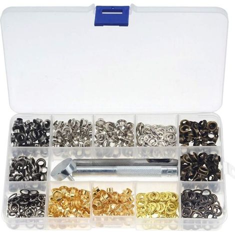 Grommet Lot de 400 œillets en métal avec boîte de rangement, pour remplacement d'accessoires (1/5)