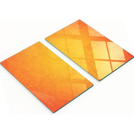 Tableros de cocina de vidrio templado con gr谩ficos, color naranja yeso, 2 x 30 x 52 cm
