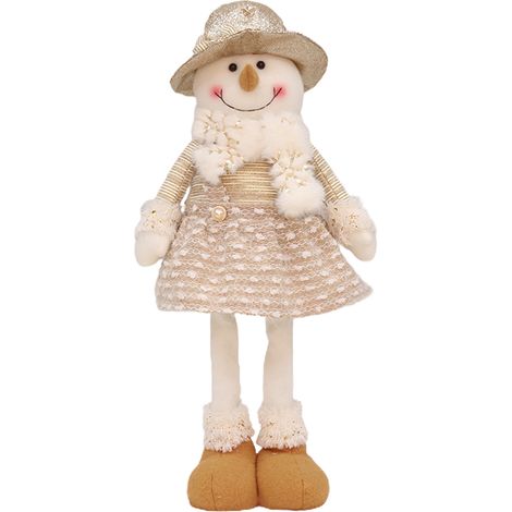 Weihnachtspuppe mit ausziehbaren Beinen, Plüschpuppe, Ornament für Weihnachtsdekoration im Schneemann-Stil (1/2)
