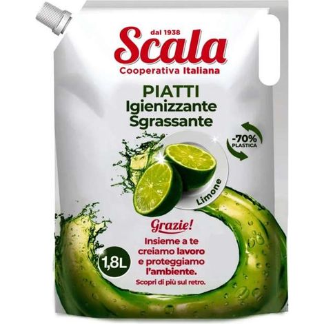Scala Piatti Limone - Detersivo piatti ricarica 1,8L agrumi e aceto