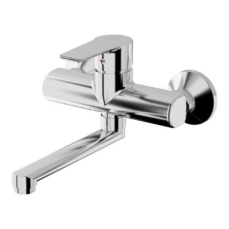 Rubinetto miscelatore a muro monocomando lavello cucina Ten in ottone cromato anticalcare (1/2)