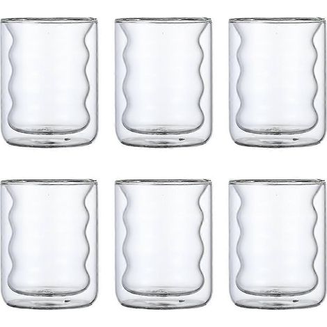 6 stücke 250 ml Hohe Borosilikatglas Tasse Transparent Doppel Schicht Tasse Hause Büro Tisch Kinder Wate (1/5)