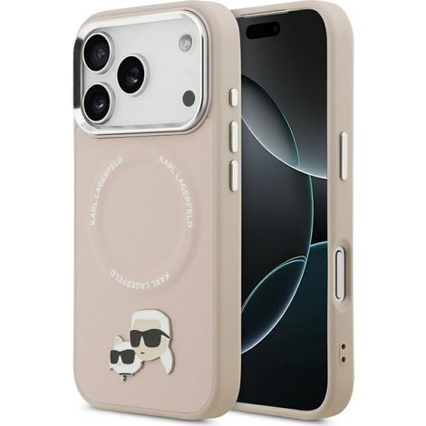 Karl Lagerfeld Karl & Choupette Pins MagSafe Hülle für iPhone 17 Pro Pink (1/5)