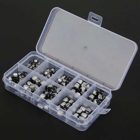 200 Stück 10-50V SMD-Elektrolytkondensatoren Set 1uF 470uF E Cap Kondensatorsortiment (1/5)